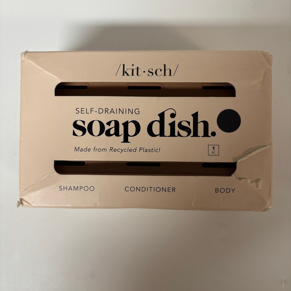 Kitsch Self-Draining Soap Dish Terracotta Recycled Plastic 3-Bar Holder NIB